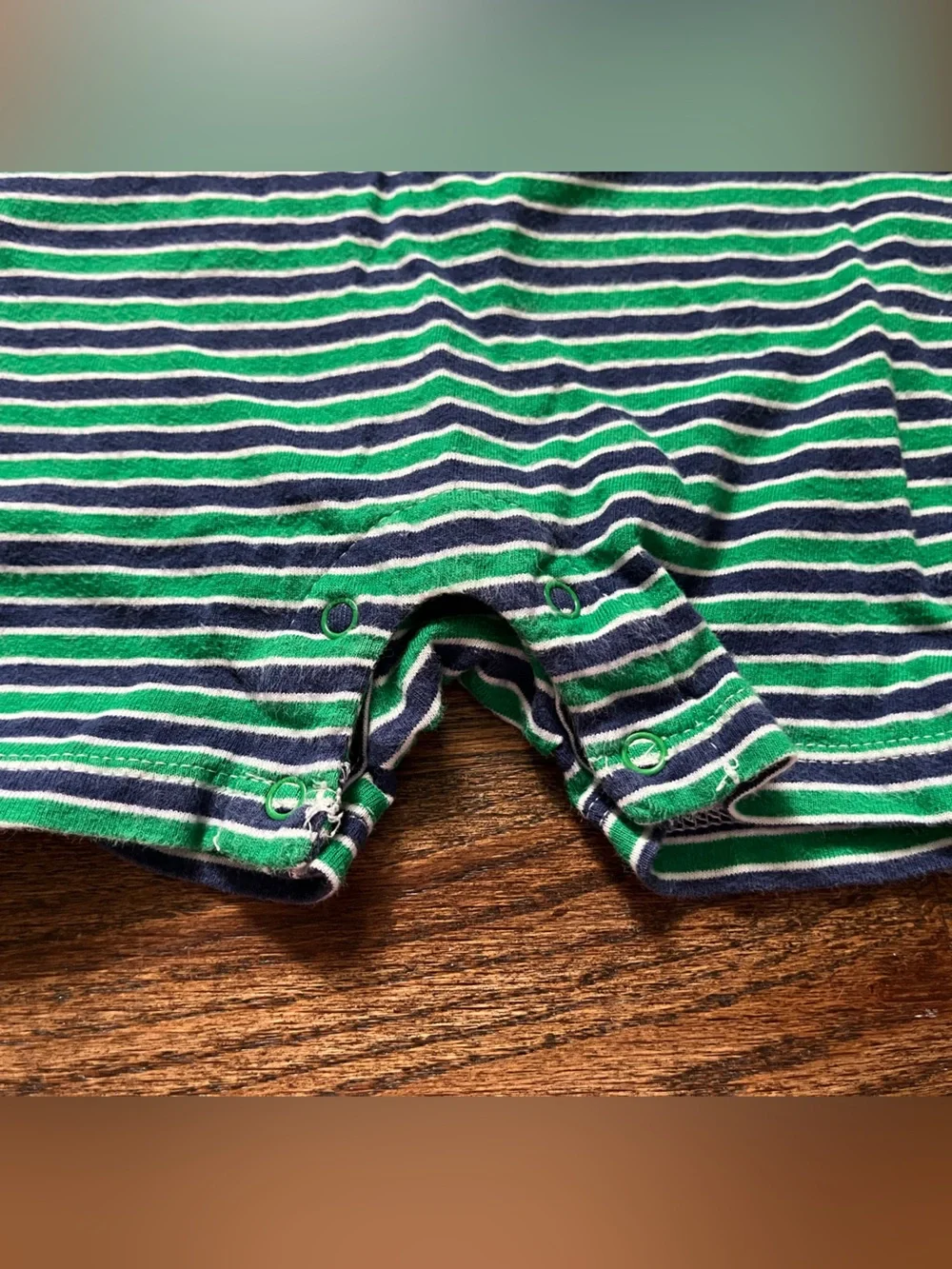 Ralph Lauren Green, Navy & White Striped Baby One-Piece